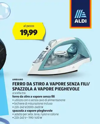 ALDI AMBIANO Ferro da stiro a vapore senza fili/ spazzola a vapore pieghevole offerta