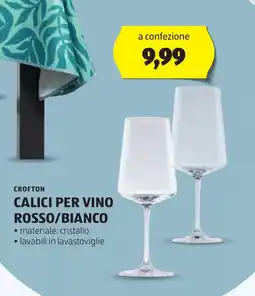 ALDI CROFTON Calici per vino rosso/bianco offerta