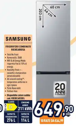 Unieuro SAMSUNG RB38C600DSA Frigorifero combinato offerta