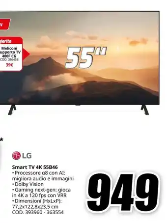 MediaWorld LG Smart TV 4K 55B46 offerta