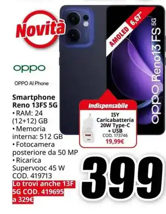 MediaWorld oppo Smartphone Reno 13FS 5G offerta