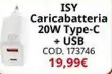 MediaWorld ISY Caricabatteria 20W Type-C + USB offerta