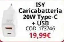 MediaWorld ISY Caricabatteria 20W Type-C + USB offerta