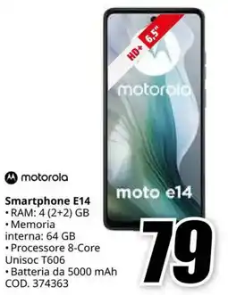 MediaWorld motorola Smartphone E14 offerta