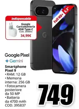 MediaWorld Smartphone Pixel 9 offerta