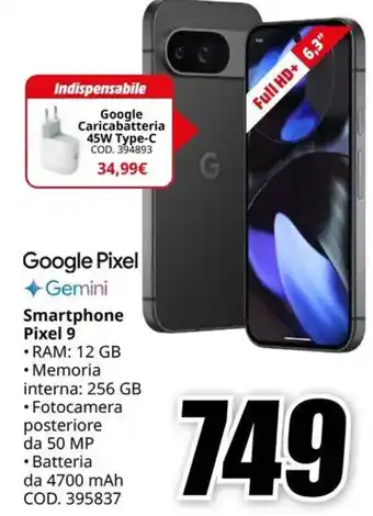 MediaWorld Smartphone Pixel 9 offerta