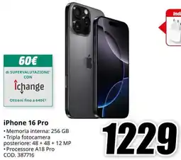 MediaWorld iPhone 16 Pro offerta