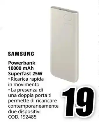 MediaWorld SAMSUNG Powerbank 10000 mAh Superfast 25W offerta