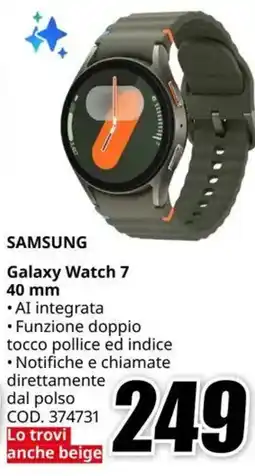 MediaWorld SAMSUNG Galaxy Watch 7 40 mm offerta