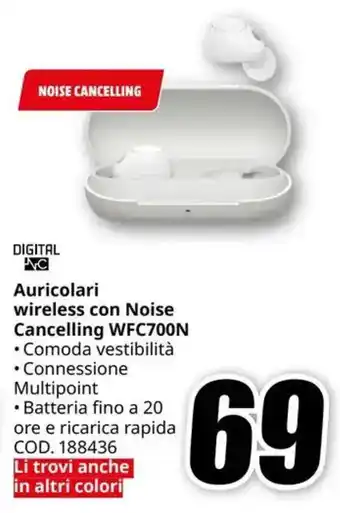 MediaWorld DIGITAL PVC Auricolari wireless con Noise Cancelling WFC700N offerta