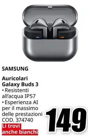 MediaWorld SAMSUNG Auricolari Galaxy Buds 3 offerta