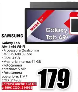 MediaWorld SAMSUNG Galaxy Tab A9+ 4+64 Wi-Fi offerta