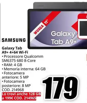 MediaWorld SAMSUNG Galaxy Tab A9+ 4+64 Wi-Fi offerta