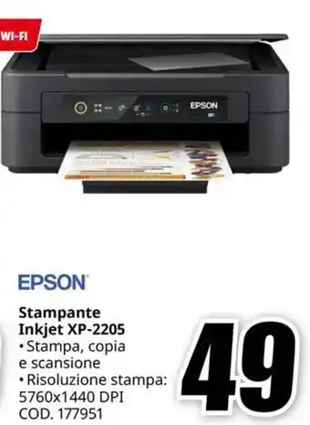 MediaWorld EPSON Stampante Inkjet XP-2205 offerta