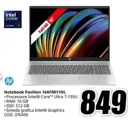 MediaWorld hp Notebook Pavilion 16AF0011NL offerta