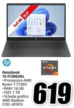 MediaWorld hp Notebook 15-FC0062NL offerta