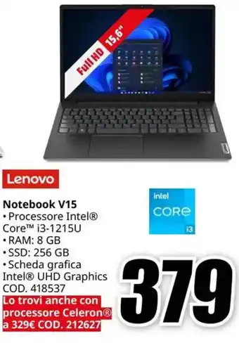 MediaWorld Lenovo Notebook V15 offerta