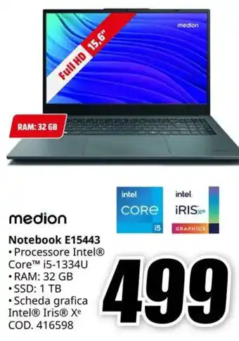 MediaWorld medion Notebook E15443 offerta