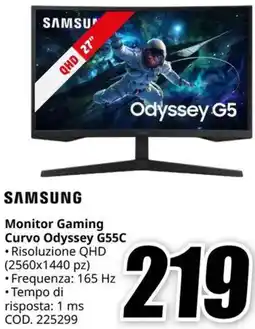 MediaWorld SAMSUNG Monitor Gaming Curvo Odyssey G55C offerta