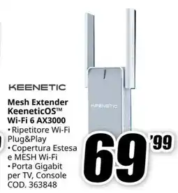 MediaWorld KEENETIC Mesh Extender Mesh Extender KeeneticOS Wi-Fi 6 AX3000 offerta