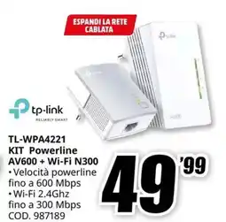 MediaWorld tp-link TL-WPA4221 KIT Powerline AV600+ Wi-Fi N300 offerta