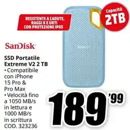 MediaWorld SanDisk SSD Portatile Extreme V2 2 TB offerta