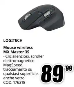 MediaWorld LOGITECH Mouse wireless MX Master 3S offerta