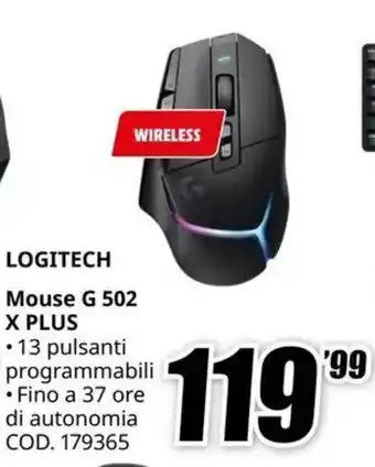 MediaWorld LOGITECH Mouse G 502 X PLUS offerta