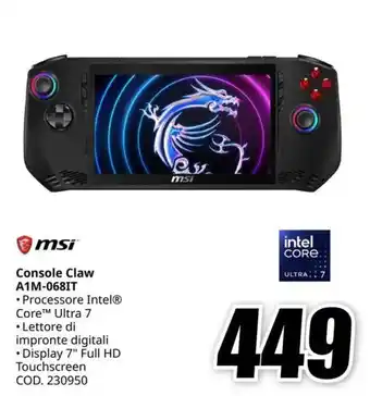 MediaWorld msi Console Claw A1M-068IT offerta