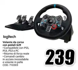 MediaWorld logitech Volante da corsa con pedali G29 offerta