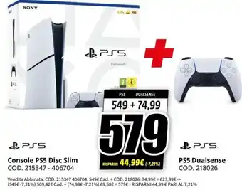 MediaWorld Console PS5 Disc Slim offerta