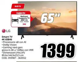 MediaWorld LG Smart TV 4K 65B46 offerta