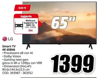 MediaWorld LG Smart TV 4K 65B46 offerta