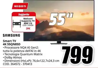 MediaWorld SAMSUNG Smart TV 4K 55QN85D offerta