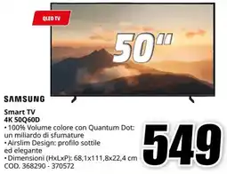 MediaWorld SAMSUNG Smart TV 4K 50Q60D offerta