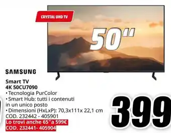 MediaWorld SAMSUNG Smart TV CRYSTAL UHD TV offerta