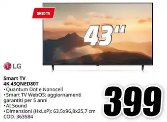 MediaWorld LG Smart TV 4K 43QNED80T offerta