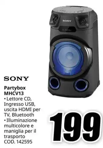 MediaWorld SONY Partybox MHCV13 offerta