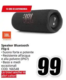 MediaWorld JBL HARMAN Speaker Bluetooth Flip 6 offerta