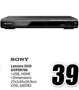 MediaWorld SONY Lettore DVD DVPSR760 offerta