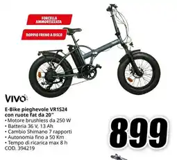 MediaWorld VIVO E-Bike pieghevole VR1S24 con ruote fat da 20" offerta