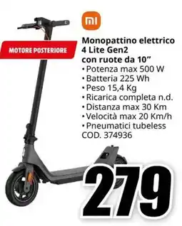 MediaWorld mi Monopattino elettrico 4 Lite Gen2 con ruote da 10" offerta