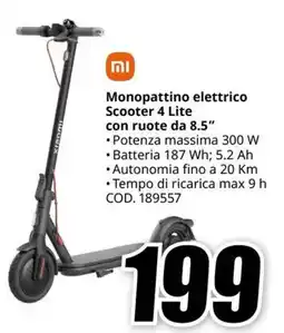 MediaWorld mi Monopattino elettrico Scooter 4 Lite con ruote da 8.5" offerta