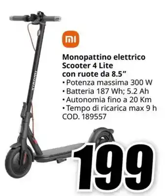 MediaWorld mi Monopattino elettrico Scooter 4 Lite con ruote da 8.5" offerta