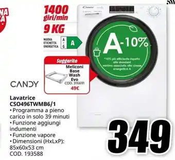 MediaWorld CANDY Lavatrice CSO496TWMB6/1 offerta