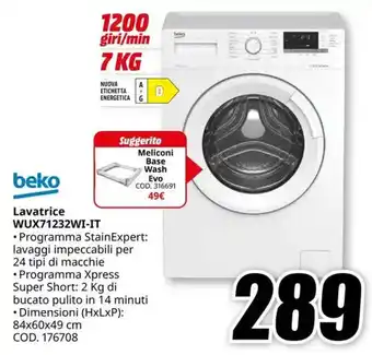 MediaWorld beko Lavatrice WUX71232WI-IT offerta