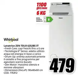 MediaWorld Whirlpool Lavatrice ZEN TDLR 6252BS IT offerta