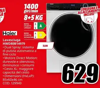 MediaWorld Haier Lavasciuga HWD80B14979 offerta