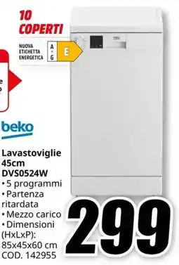 MediaWorld beko Lavastoviglie 45cm DVS0524W offerta