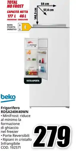 MediaWorld beko Frigorifero RDSA240K40WN offerta